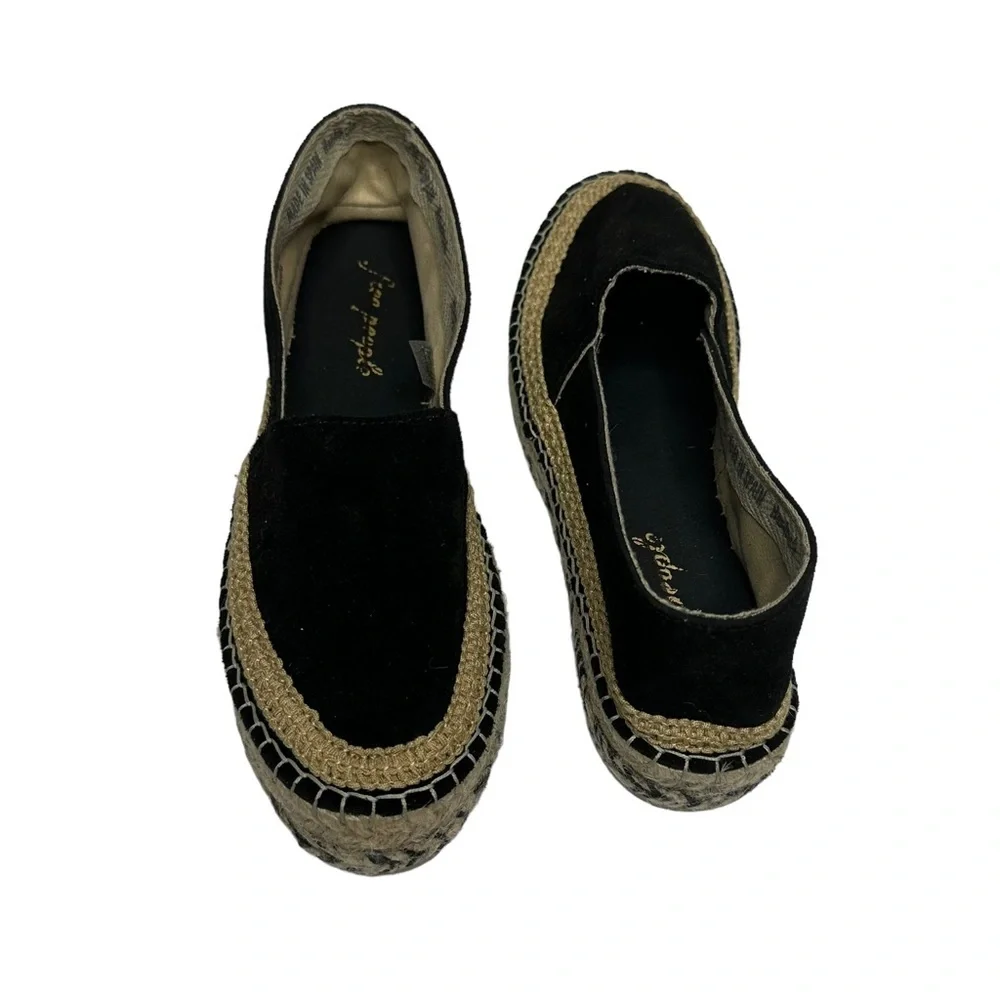NEW Free People Collection Eden Double Stack Espadrilles black/tan 39